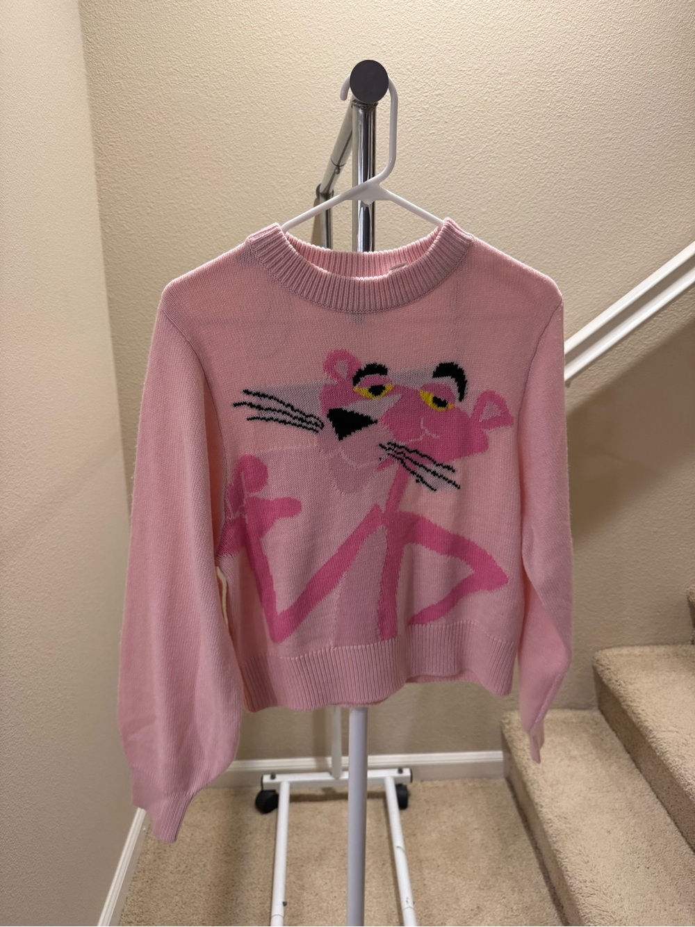 H&M Pink Crewneck Sweater with Pink Panther Motif
